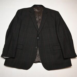 Pronto Uomo 54R Brown Plaid 100% Wool Mens Blazer Suit Jacket Sport Coat
